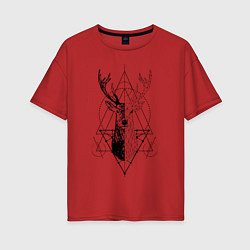 Женская футболка оверсайз Polygonal deer