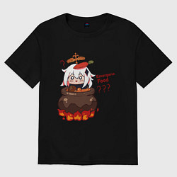 Футболка оверсайз женская Genshin Impact Paimon food, цвет: черный