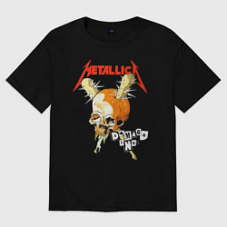 Футболка оверсайз женская Metallica - оранжевый череп, цвет: черный