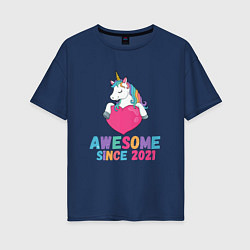 Женская футболка оверсайз Единорог 2021