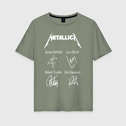 Футболка оверсайз женская METALLICA АВТОГРАФЫ, цвет: авокадо