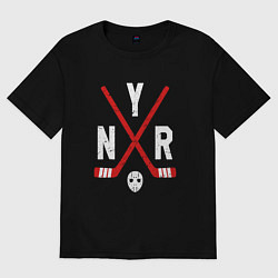Футболка оверсайз женская New York Rangers, цвет: черный