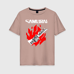Футболка оверсайз женская CYBERPUNK 2077 SAMURAI, цвет: пыльно-розовый
