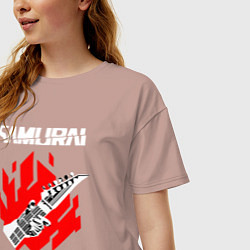 Футболка оверсайз женская CYBERPUNK 2077 SAMURAI, цвет: пыльно-розовый — фото 2