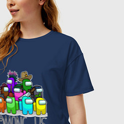 Футболка оверсайз женская AMONG US - большая компания!, цвет: тёмно-синий — фото 2