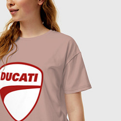 Футболка оверсайз женская Ducati Logo Дукати Лого Z, цвет: пыльно-розовый — фото 2