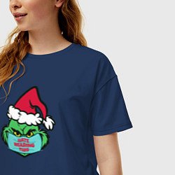 Футболка оверсайз женская Covid Grinch, цвет: тёмно-синий — фото 2