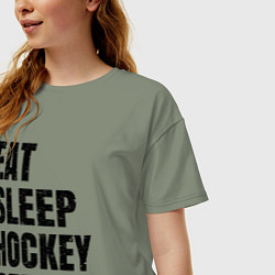 Футболка оверсайз женская EAT SLEEP HOCKEY REPEAT, цвет: авокадо — фото 2