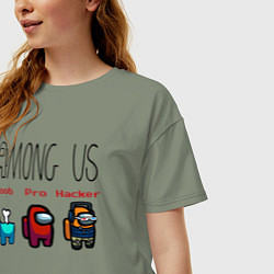 Футболка оверсайз женская Among Us - Noob Pro Hacker Z, цвет: авокадо — фото 2