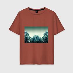Футболка оверсайз женская Акварельный лес градиент, цвет: кирпичный