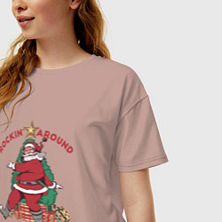 Футболка оверсайз женская Rockin Santa, цвет: пыльно-розовый — фото 2