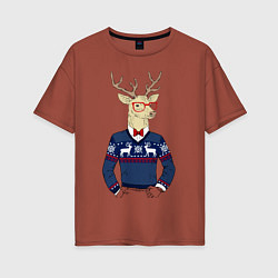 Женская футболка оверсайз Hipster Deer