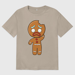 Футболка оверсайз женская Рождественский Пряник, цвет: миндальный