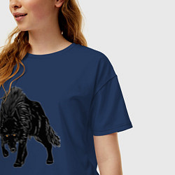 Футболка оверсайз женская Черный Волк, цвет: тёмно-синий — фото 2