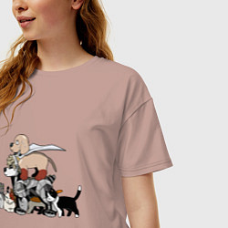 Футболка оверсайз женская One Punch Man, цвет: пыльно-розовый — фото 2