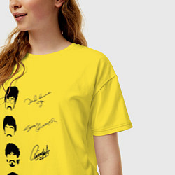 Футболка оверсайз женская The Beatles автографы, цвет: желтый — фото 2