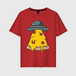 Женская футболка оверсайз Пришельцы верят в пиццу