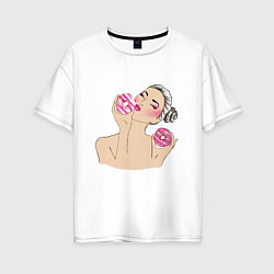 Женская футболка оверсайз Моя любовь-пончики