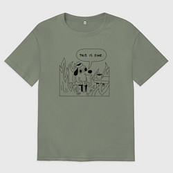 Футболка оверсайз женская This is Fine, цвет: авокадо