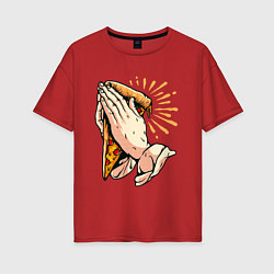 Футболка оверсайз женская Holy Pizza, цвет: красный