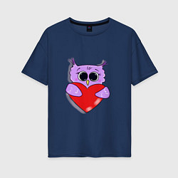 Женская футболка оверсайз Совушка с сердечком