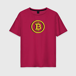 Футболка оверсайз женская Bitcoin, цвет: маджента