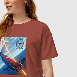 Футболка оверсайз женская Star Citizen M50, цвет: кирпичный — фото 2