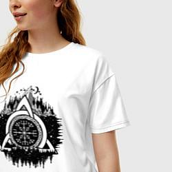 Футболка оверсайз женская Вегвизир Рунический Компас, цвет: белый — фото 2