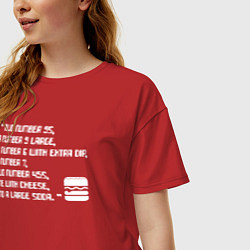 Футболка оверсайз женская Grand Theft Auto FAST FOOD - Big Smoke meme, цвет: красный — фото 2