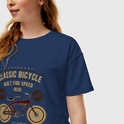 Футболка оверсайз женская Классический велосипед, цвет: тёмно-синий — фото 2
