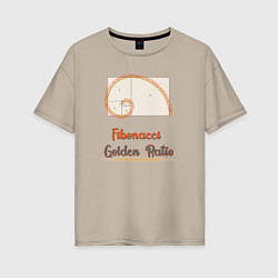 Женская футболка оверсайз Fibonacci Золотое сечение