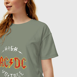 Футболка оверсайз женская AC DC HIGH VOLTAGE, цвет: авокадо — фото 2