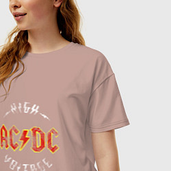 Футболка оверсайз женская AC DC HIGH VOLTAGE, цвет: пыльно-розовый — фото 2