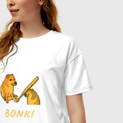 Футболка оверсайз женская Doge Bonk go to horny jail, цвет: белый — фото 2