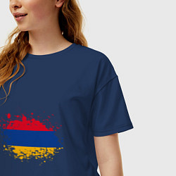 Футболка оверсайз женская Флаг Армении, цвет: тёмно-синий — фото 2