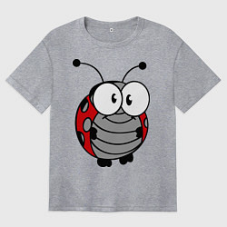 Футболка оверсайз женская Удивленная божья коровка, цвет: меланж