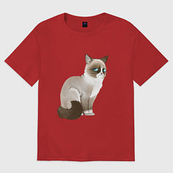 Футболка оверсайз женская Grumpy Cat, цвет: красный