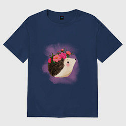 Футболка оверсайз женская Ежик, цвет: тёмно-синий