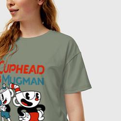 Футболка оверсайз женская Cuphead & Mugman, цвет: авокадо — фото 2