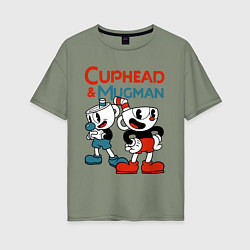 Футболка оверсайз женская Cuphead & Mugman, цвет: авокадо