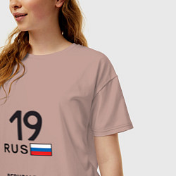 Футболка оверсайз женская Республика Хакасия 19 rus, цвет: пыльно-розовый — фото 2