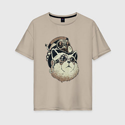 Женская футболка оверсайз Steampunk кот