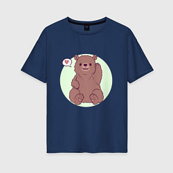 Женская футболка оверсайз Медведь махает