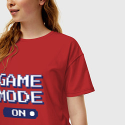 Футболка оверсайз женская Game Mode On Пиксель арт, цвет: красный — фото 2