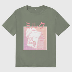 Футболка оверсайз женская Vaporwave Strawberry Milk, цвет: авокадо