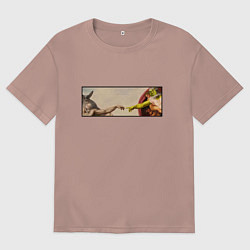 Футболка оверсайз женская Шрек: Сотворение ослика, цвет: пыльно-розовый