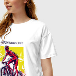 Футболка оверсайз женская Mountain Bike велосипедист, цвет: белый — фото 2