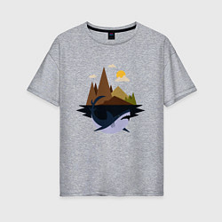 Женская футболка оверсайз Abstract Geometry Shark Island
