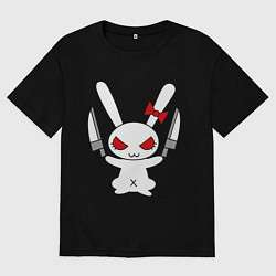 Футболка оверсайз женская Зайка с ножами, цвет: черный