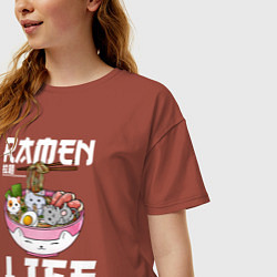 Футболка оверсайз женская Ramen life, цвет: кирпичный — фото 2